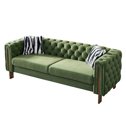 Chesterfield Modern Tufted Velvet Living Room Sofa, 84.25''W Couch,Mint Green