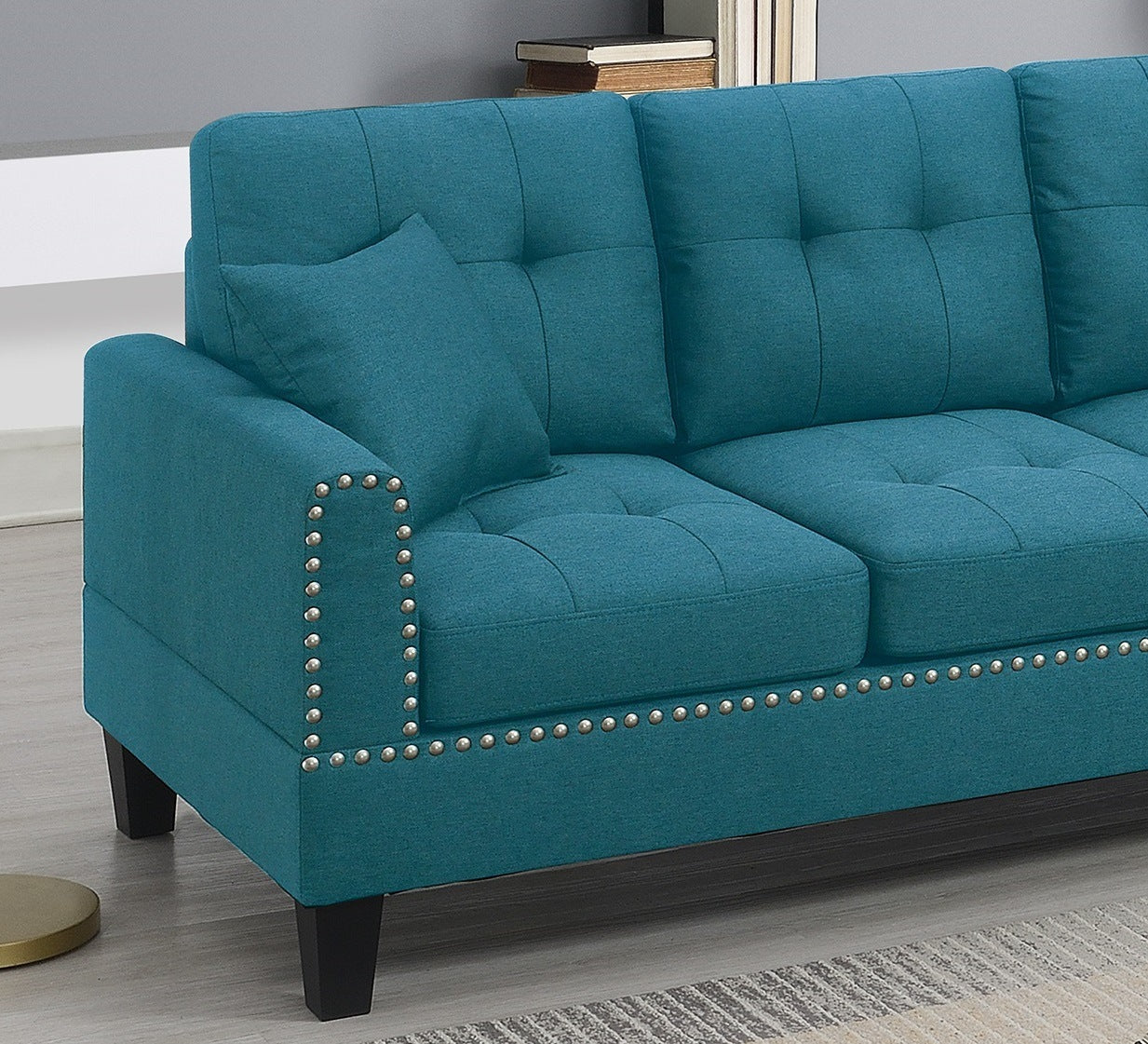Blue Linen Sectional Sofa
