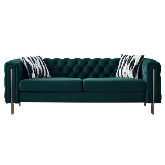 Chesterfield Modern Tufted Velvet Living Room Sofa, 84.25''W Couch,Green