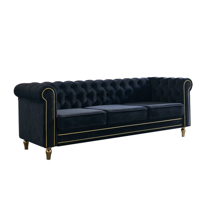Black Color Chesterfield Velvet Sofa
