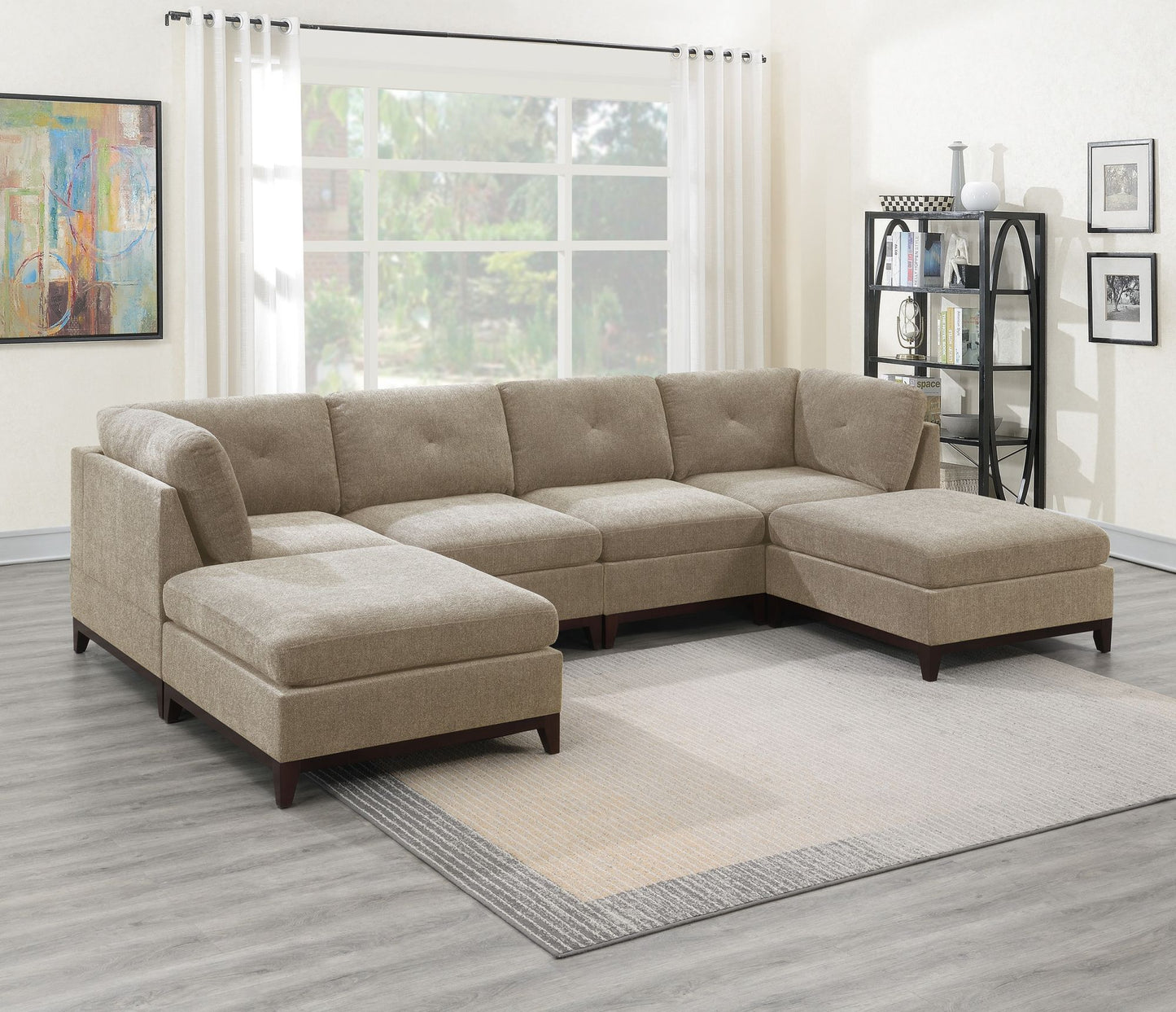 Camel Chenille Sectional Sofa