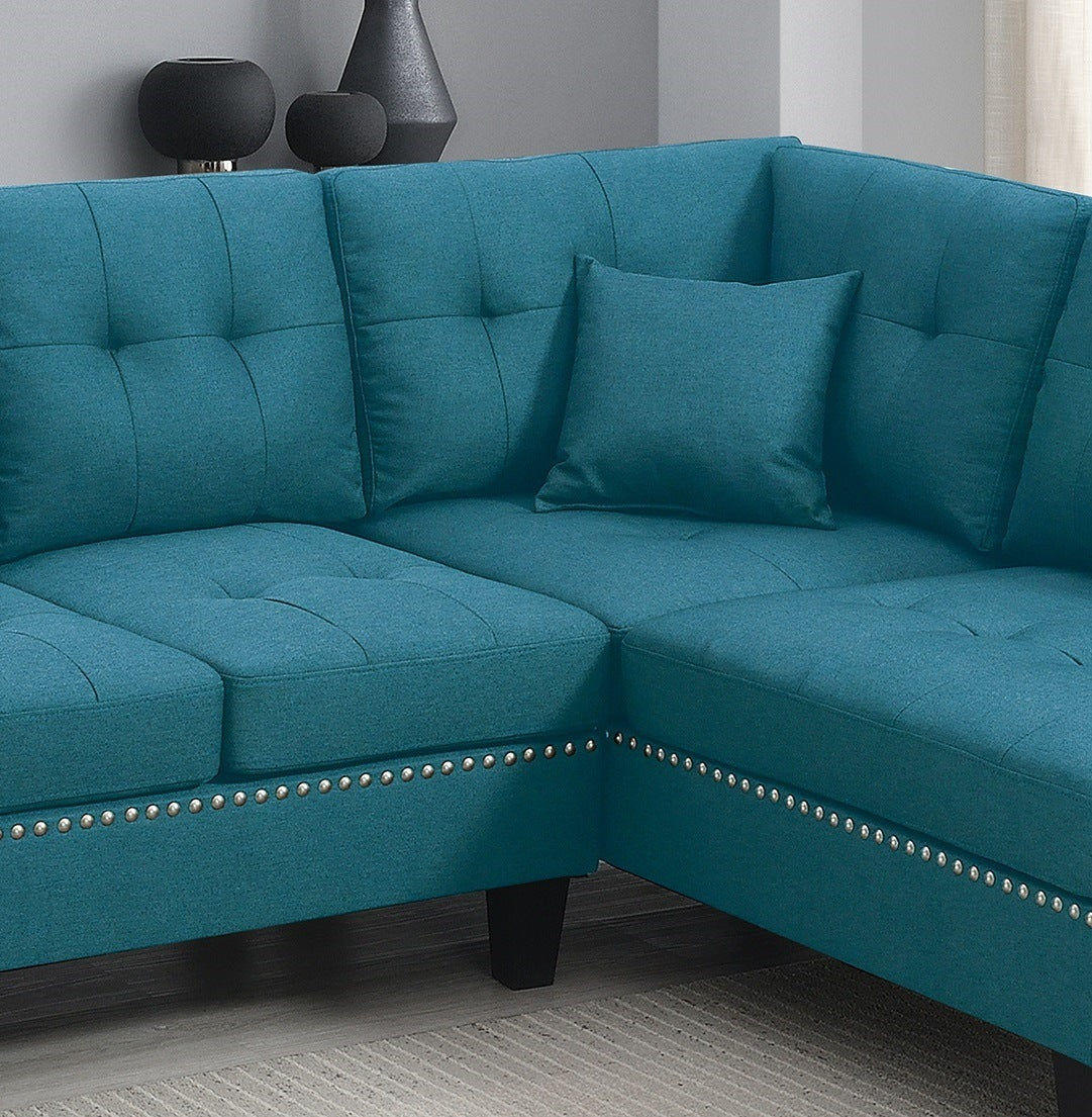 Blue Linen Sectional Sofa