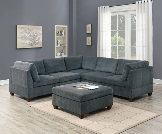  Grey chenille modular sectional Sofa